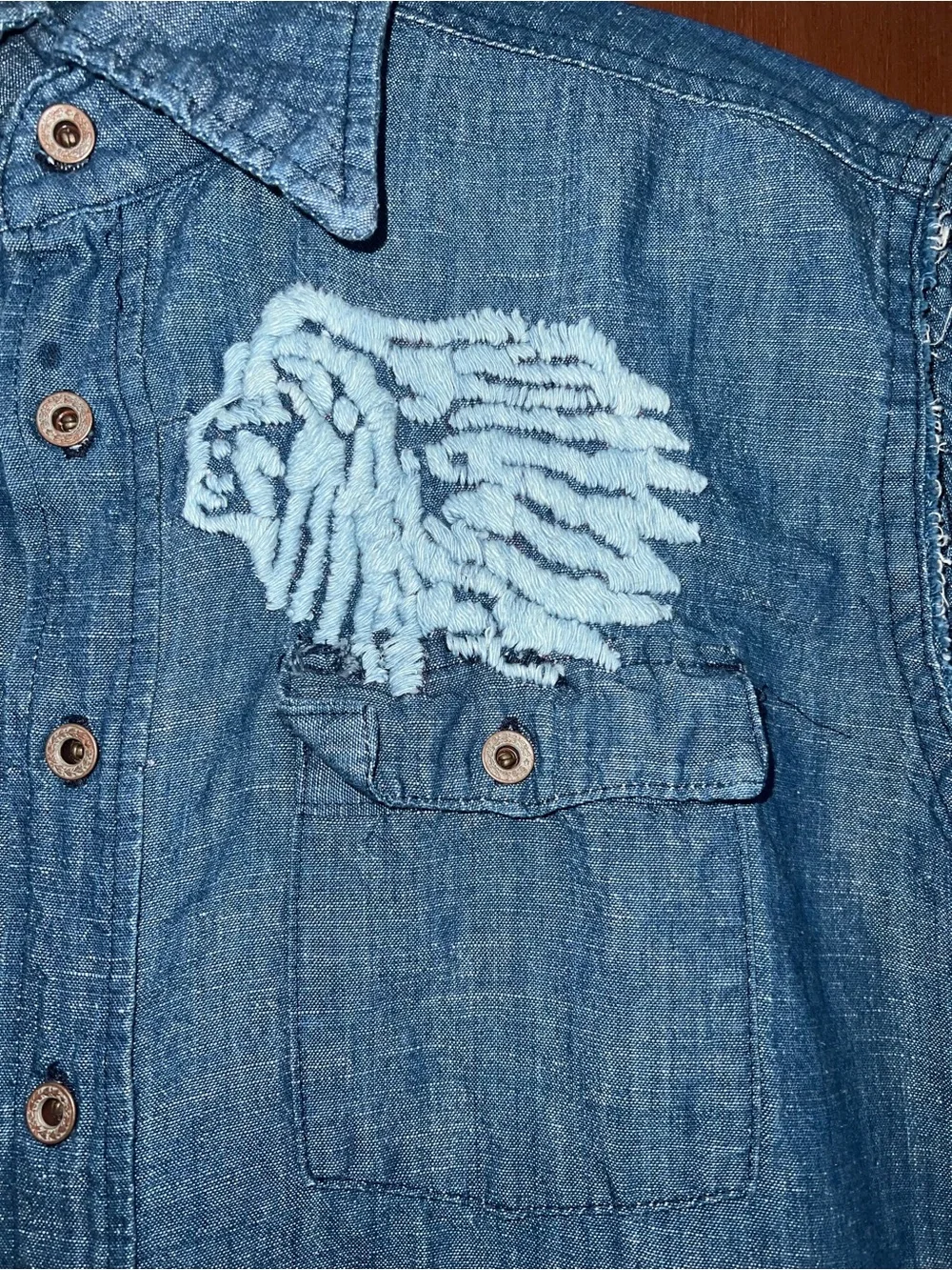 The Great China Wall Motor City Freedom Cycle Denim Shirt ASO Jessica Simpson - Picture 5 of 16